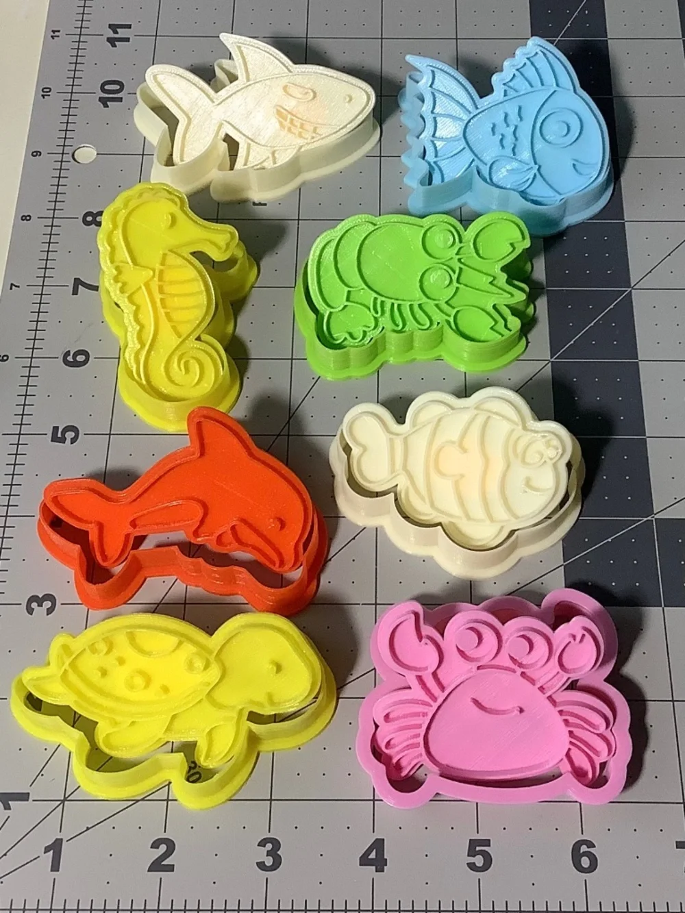 Set of 8 Ocean Animal 3D Printed Cookie Cutters & Embossers